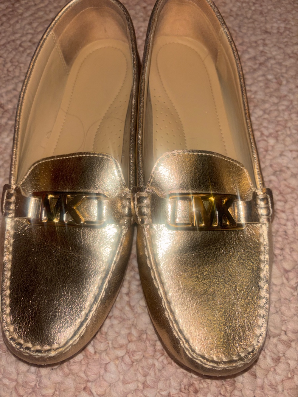 Michael Kors Metallic Gold Leather Loafers